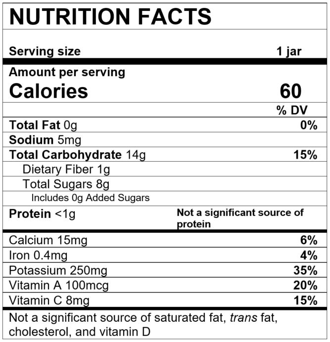 Nutrition Facts Squash Pear Pineapple